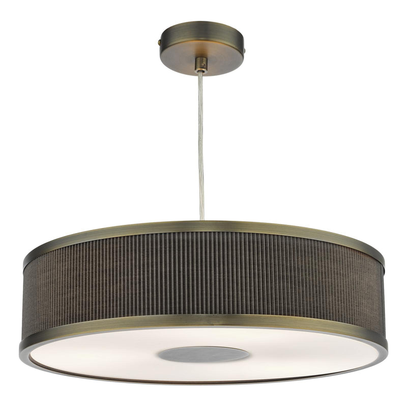 Dar Lighting Alvaro 3 Light Pendant Antique Bronze and Brown With Shade • ALV1039