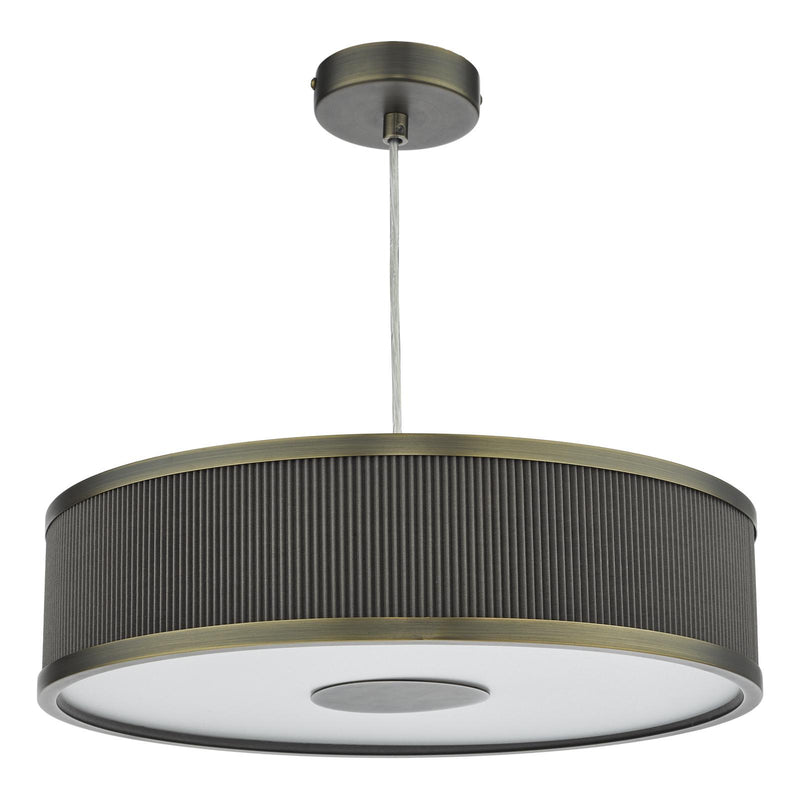 Dar Lighting Alvaro 3 Light Pendant Antique Bronze and Brown With Shade • ALV1039