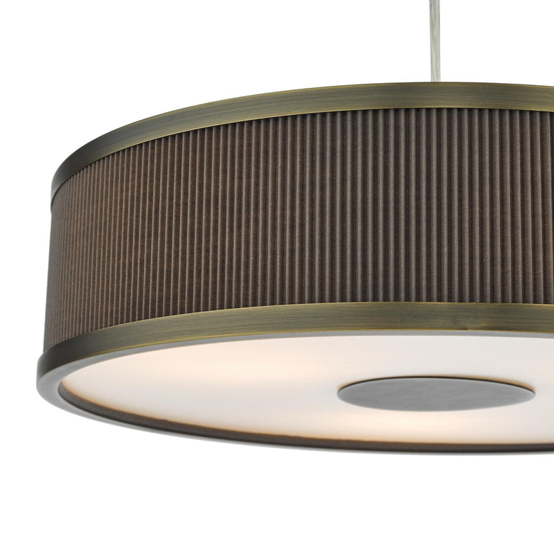 Dar Lighting Alvaro 3 Light Pendant Antique Bronze and Brown With Shade • ALV1039