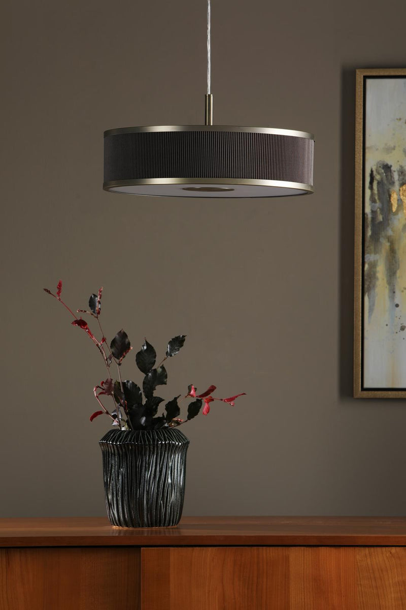 Dar Lighting Alvaro 3 Light Pendant Antique Bronze and Brown With Shade • ALV1039