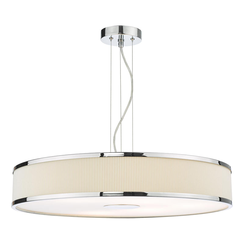 Dar Lighting Alvaro 6 Light Pendant Polished Chrome and Ivory With Shade • ALV1733