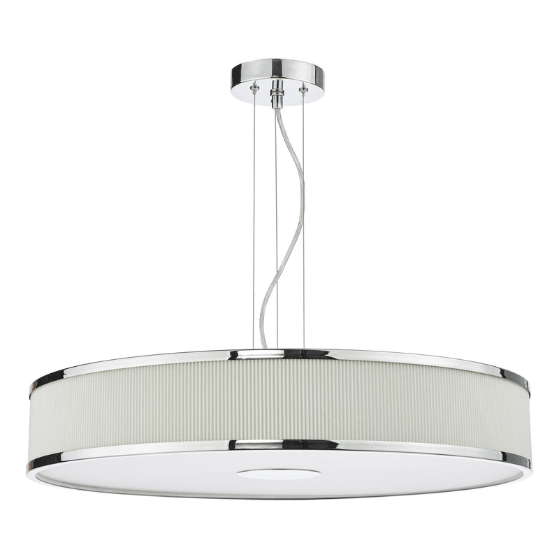 Dar Lighting Alvaro 6 Light Pendant Polished Chrome and Ivory With Shade • ALV1733