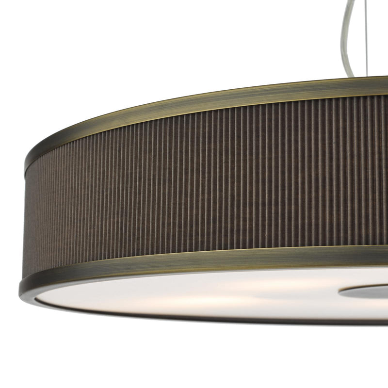 Dar Lighting Alvaro 6 Light Pendant Antique Bronze and Brown With Shade • ALV1739