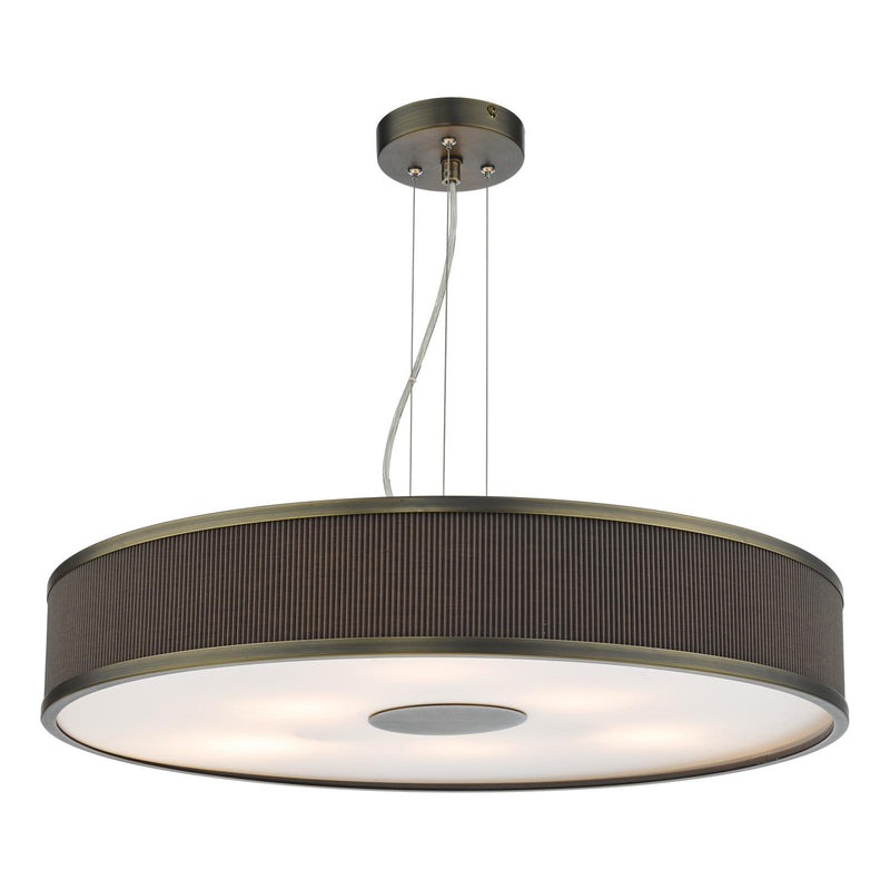 Dar Lighting Alvaro 6 Light Pendant Antique Bronze and Brown With Shade • ALV1739