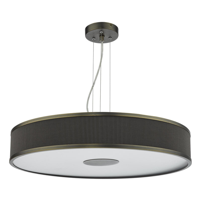 Dar Lighting Alvaro 6 Light Pendant Antique Bronze and Brown With Shade • ALV1739