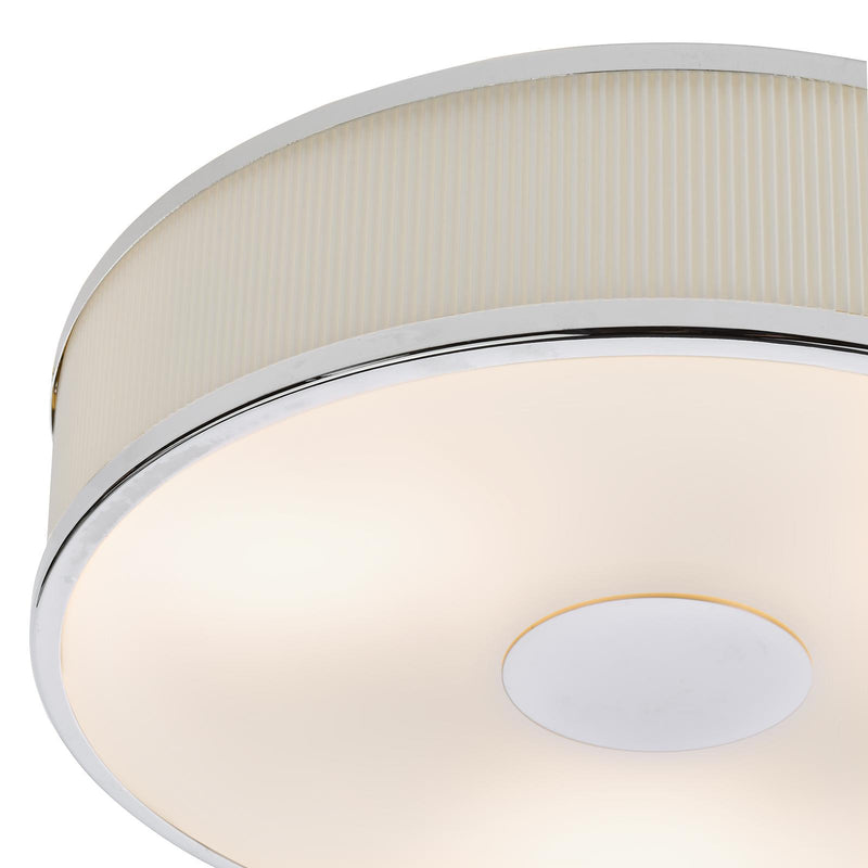 Dar Lighting Alvaro 3 Light Flush Polished Chrome With Ivory shade • ALV5233