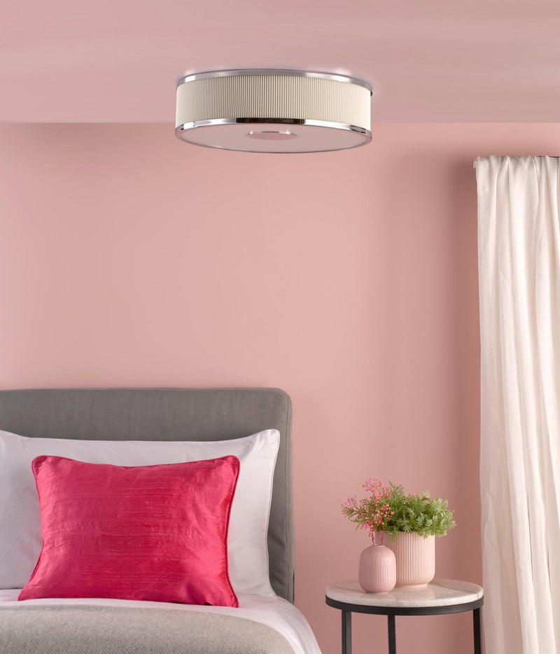 Dar Lighting Alvaro 3 Light Flush Polished Chrome With Ivory shade • ALV5233
