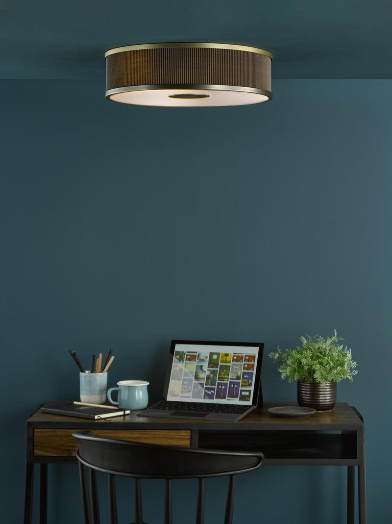 Dar Lighting Alvaro 3 Light Flush Antique Bronze With Brown Shade • ALV5239