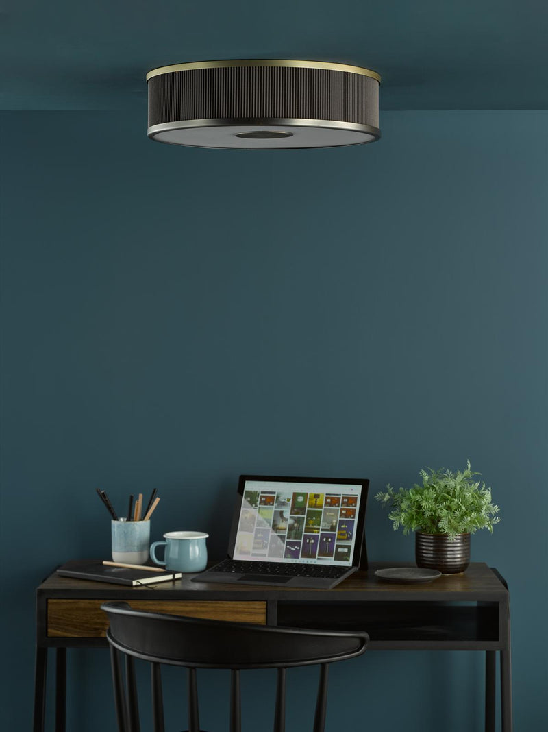Dar Lighting Alvaro 3 Light Flush Antique Bronze With Brown Shade • ALV5239