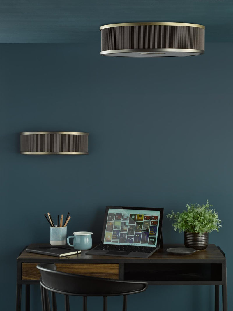 Dar Lighting Alvaro 3 Light Flush Antique Bronze With Brown Shade • ALV5239