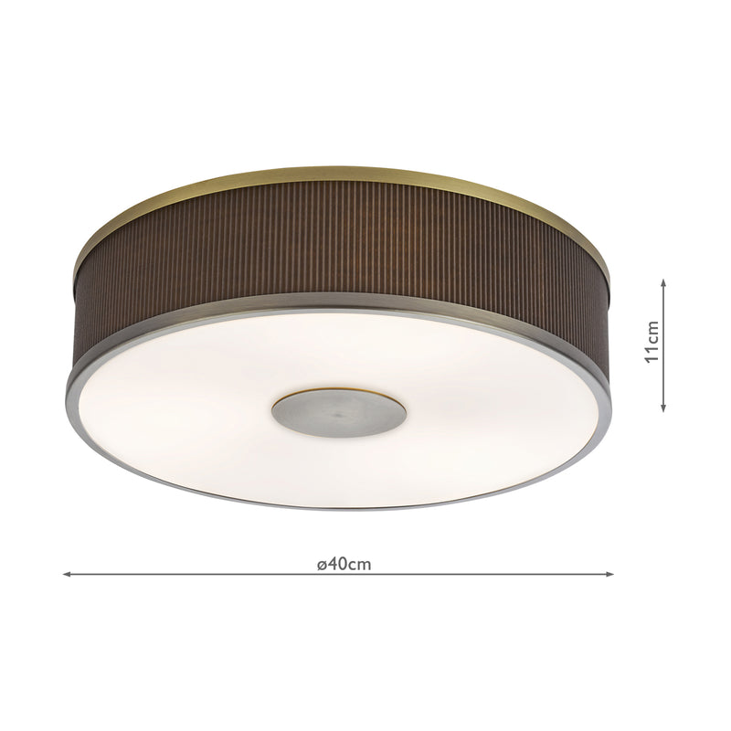 Dar Lighting Alvaro 3 Light Flush Antique Bronze With Brown Shade • ALV5239