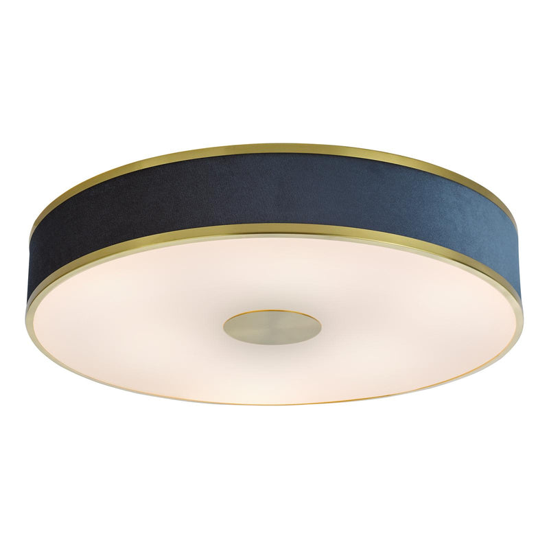 Dar Lighting Alvaro 6 Light Flush Brushed Brass With Blue shade • ALV6423