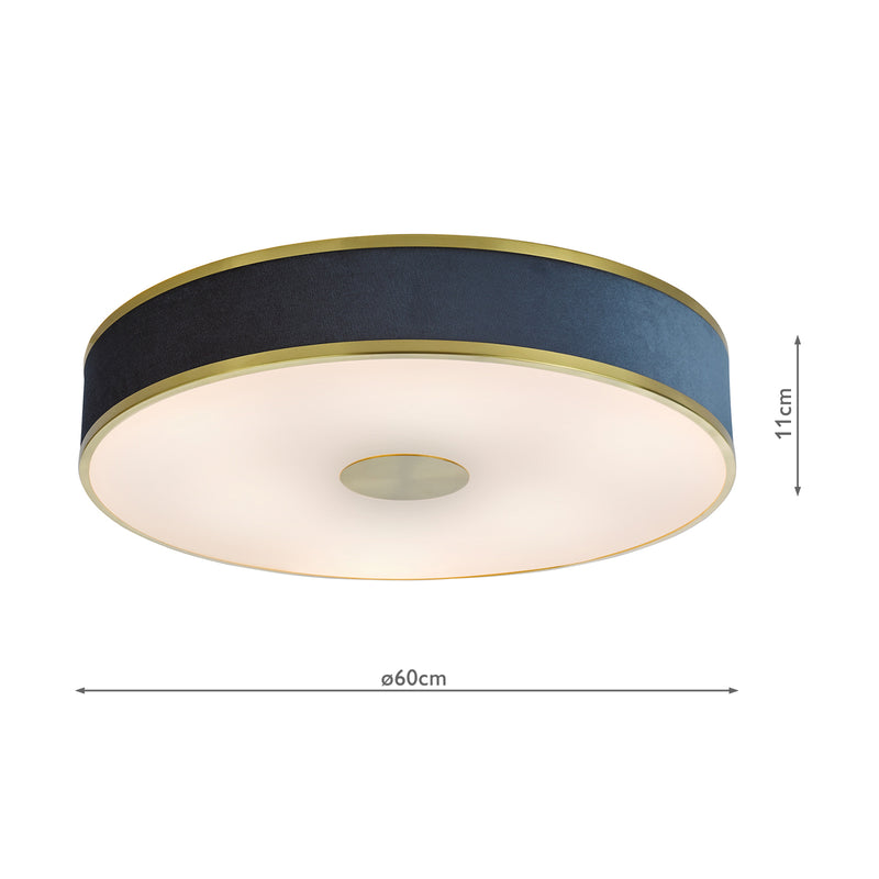 Dar Lighting Alvaro 6 Light Flush Brushed Brass With Blue shade • ALV6423
