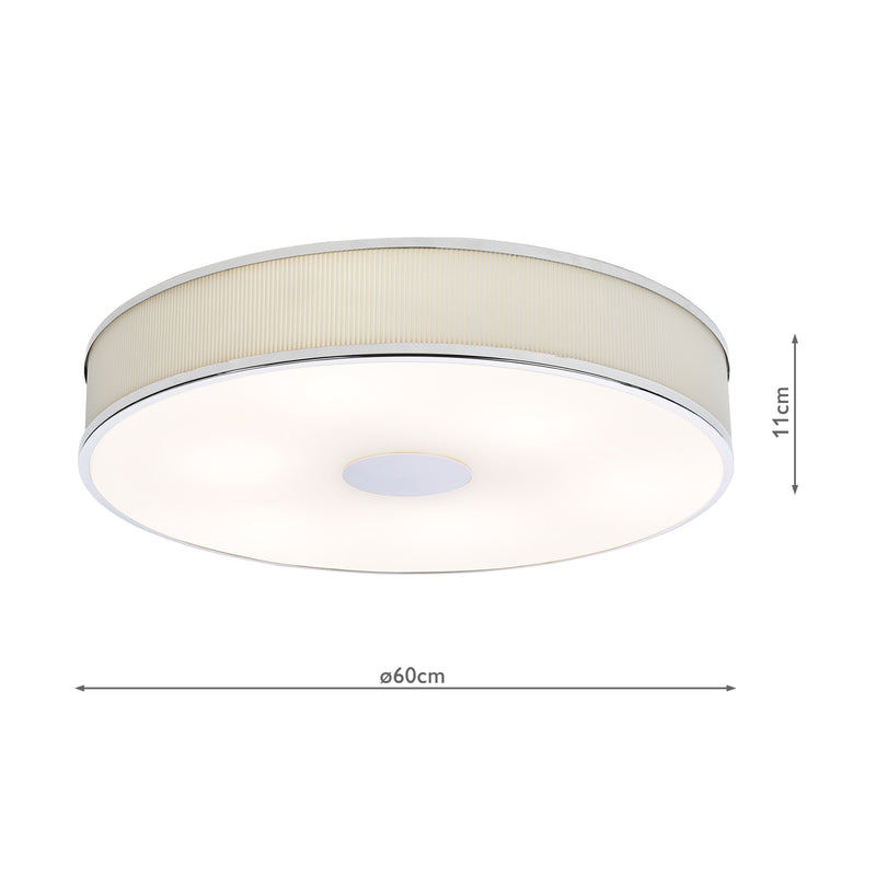 Dar Lighting Alvaro 6 Light Flush Polished Chrome With Ivory shade • ALV6433