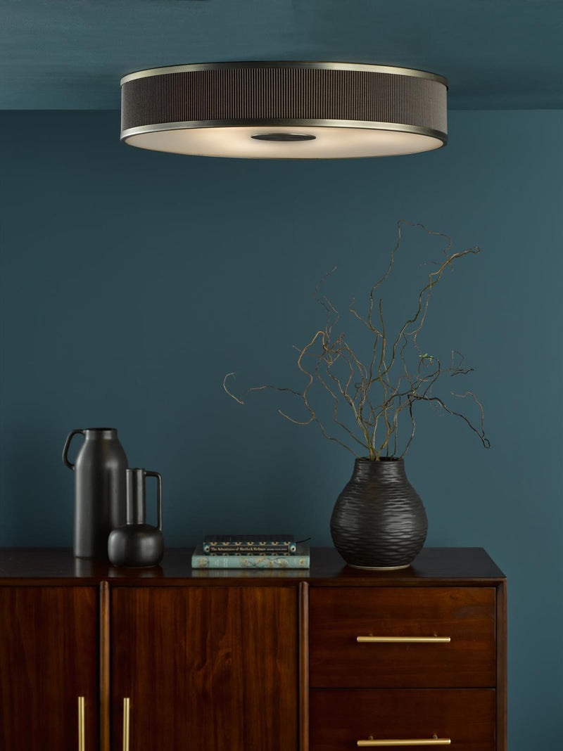 Dar Lighting Alvaro 6 Light Flush Antique Bronze With Brown Shade • ALV6439