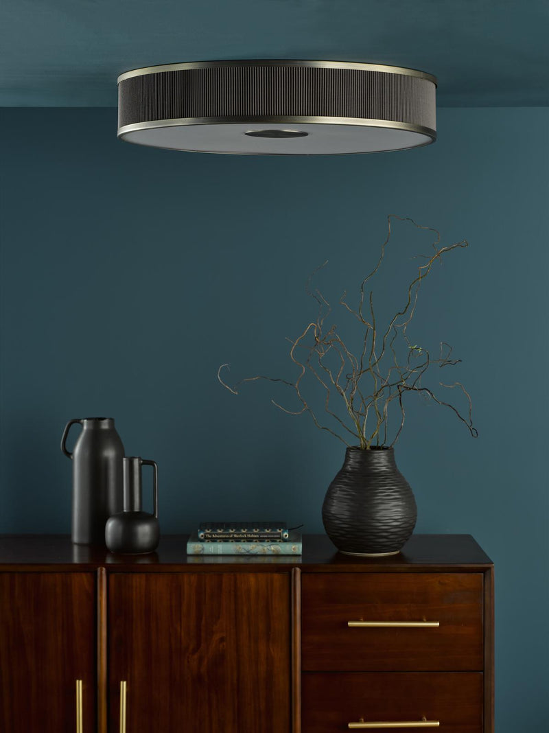 Dar Lighting Alvaro 6 Light Flush Antique Bronze With Brown Shade • ALV6439