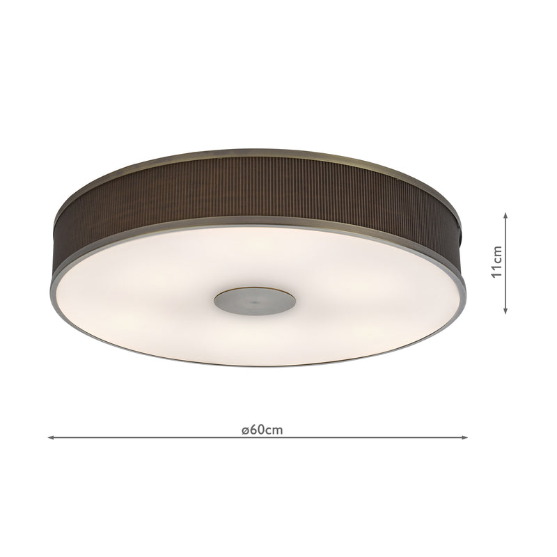 Dar Lighting Alvaro 6 Light Flush Antique Bronze With Brown Shade • ALV6439