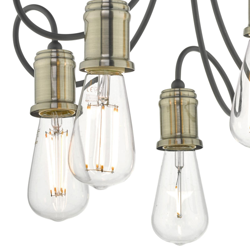 Dar Lighting Alzbet 5 Light Semi-Flush Antique Brass • ALZ5475