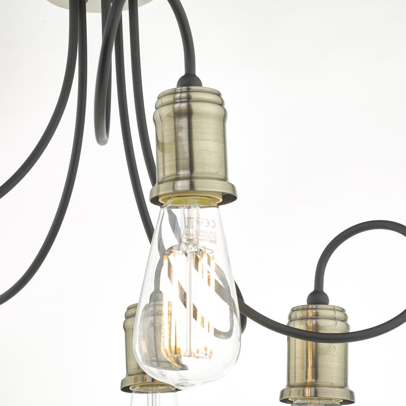Dar Lighting Alzbet 5 Light Semi-Flush Antique Brass • ALZ5475