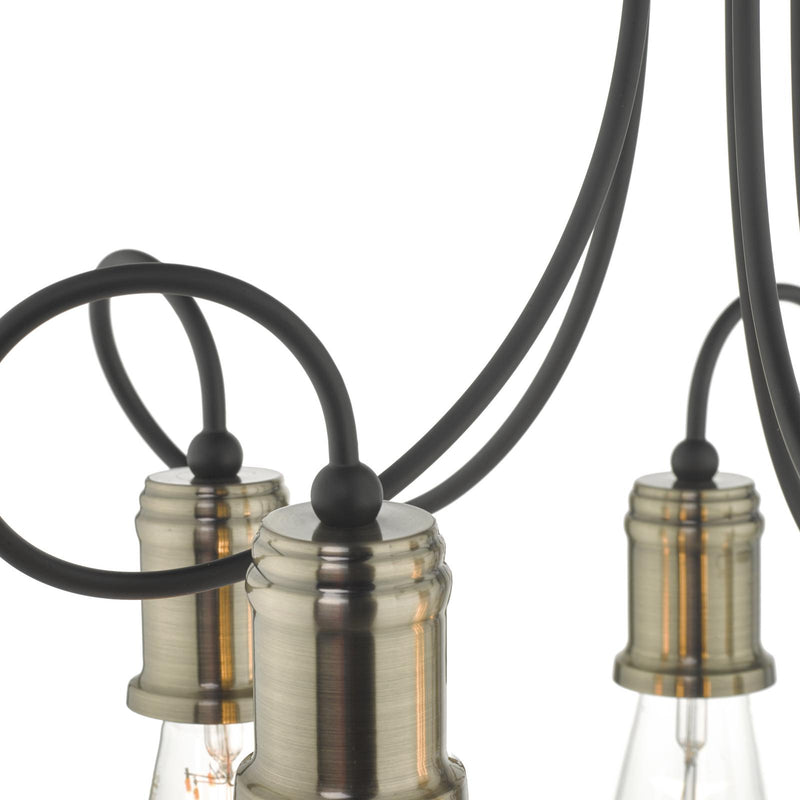 Dar Lighting Alzbet 5 Light Semi-Flush Antique Brass • ALZ5475