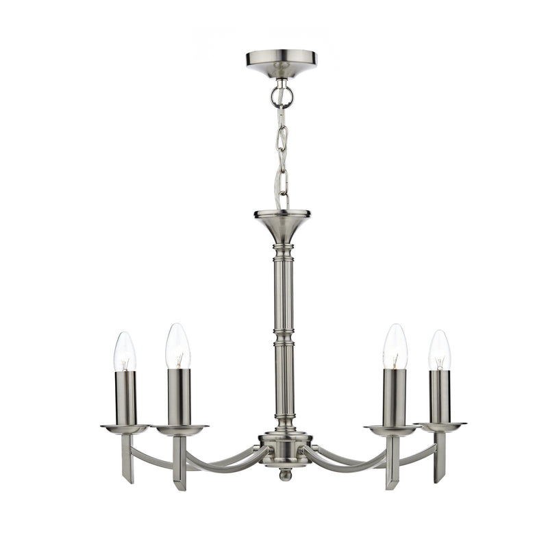 Dar Lighting Ambassador 5 Light Armed Pendant Satin Chrome Fitting Only • AMB0546