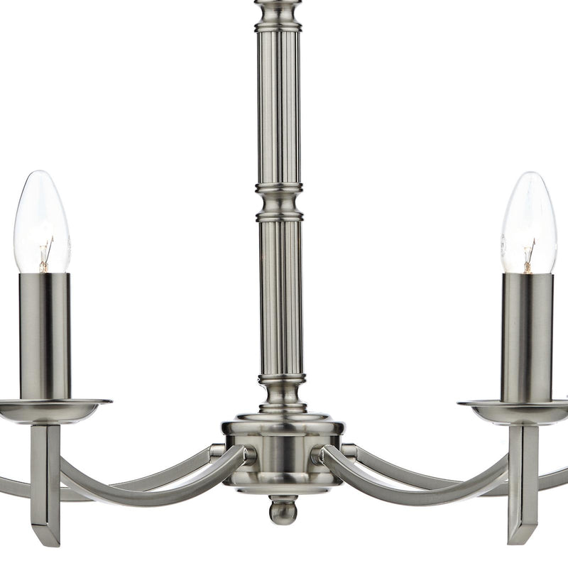 Dar Lighting Ambassador 5 Light Armed Pendant Satin Chrome Fitting Only • AMB0546