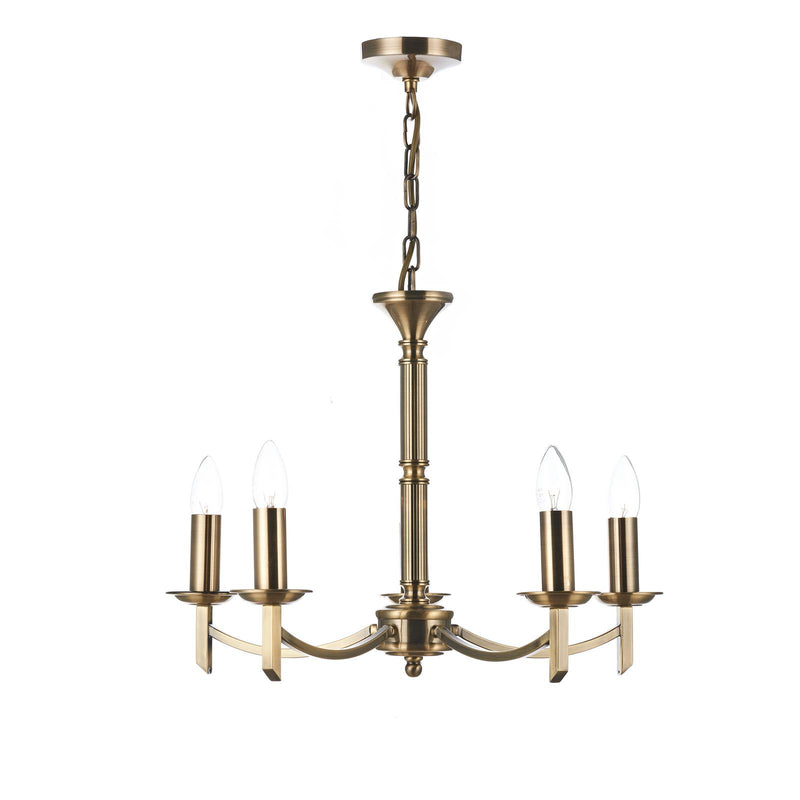 Dar Lighting Ambassador 5 Light Armed Pendant Antique Brass Fitting Only • AMB0575