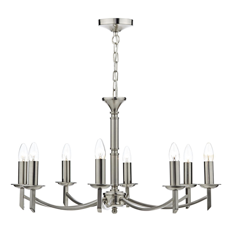 Dar Lighting Ambassador 8 Light Armed Pendant Satin Chrome Fitting Only • AMB0846