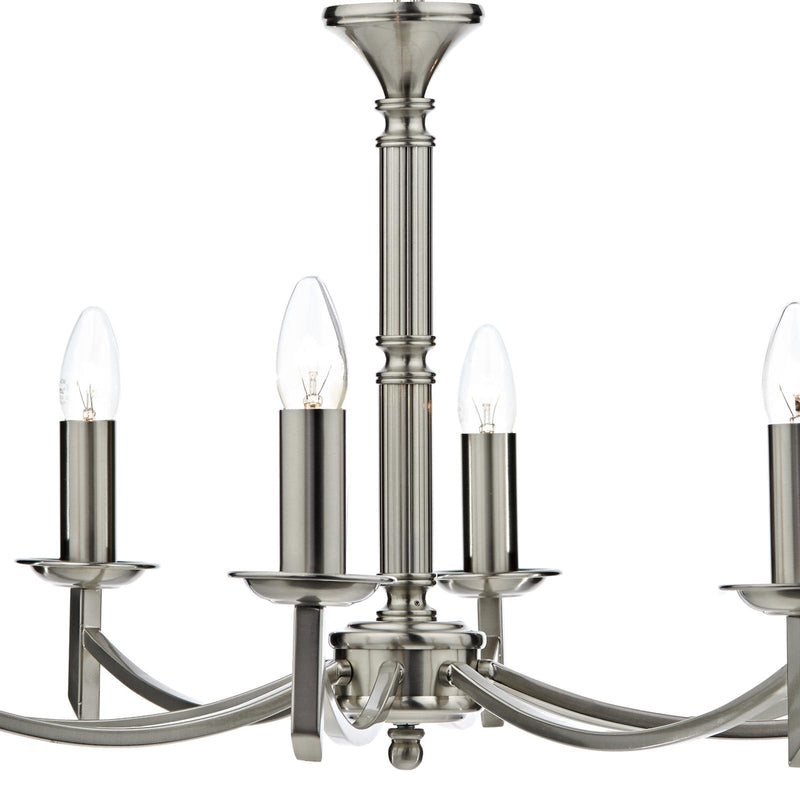 Dar Lighting Ambassador 8 Light Armed Pendant Satin Chrome Fitting Only • AMB0846