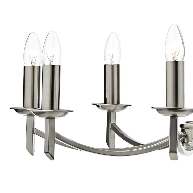 Dar Lighting Ambassador 8 Light Armed Pendant Satin Chrome Fitting Only • AMB0846