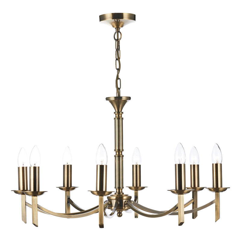Dar Lighting Ambassador 8 Light Armed Pendant Antique Brass Fitting Only • AMB0875