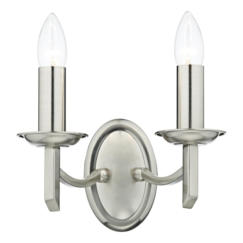 Dar Lighting Ambassador 2 Light Wall Light Satin Chrome Bracket Only • AMB0946