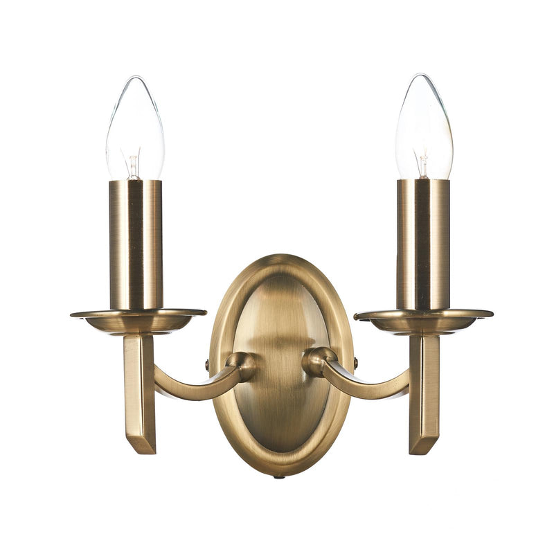 Dar Lighting Ambassador 2 Light Wall Light Antique Brass Bracket Only • AMB0975