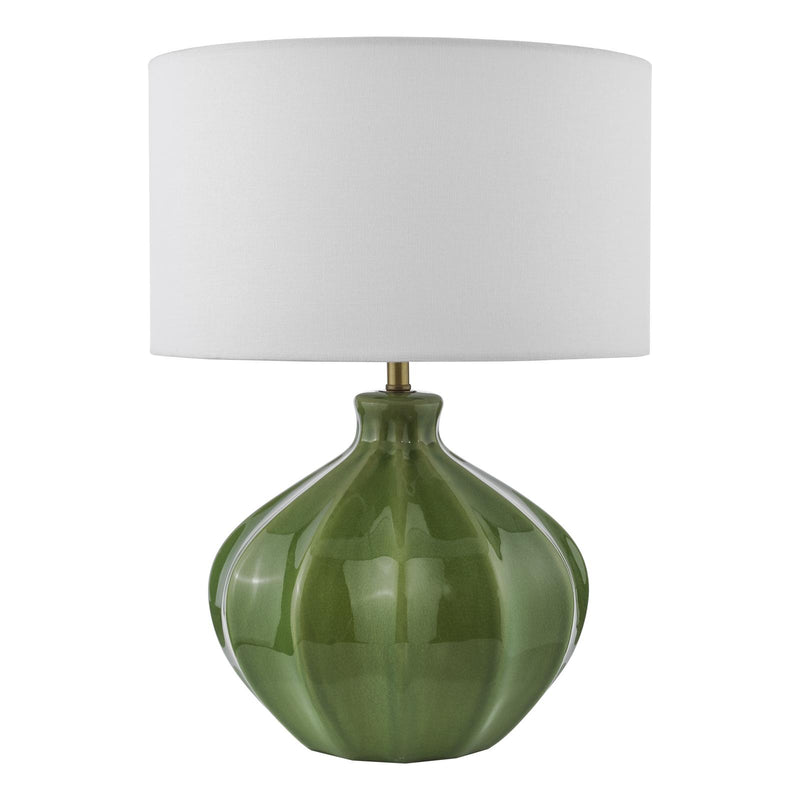 Dar Lighting Amrita Ceramic Table Lamp Green and Antique Brass With Shade • AMR4224-PYR142