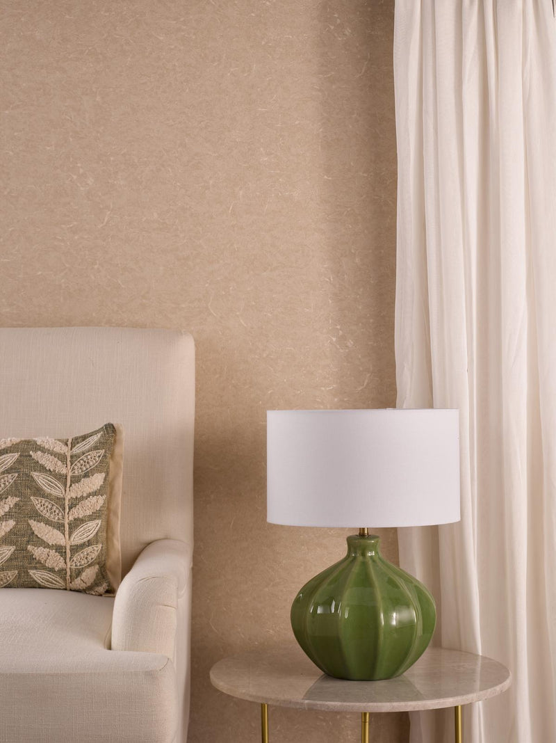 Dar Lighting Amrita Ceramic Table Lamp Green and Antique Brass With Shade • AMR4224-PYR142