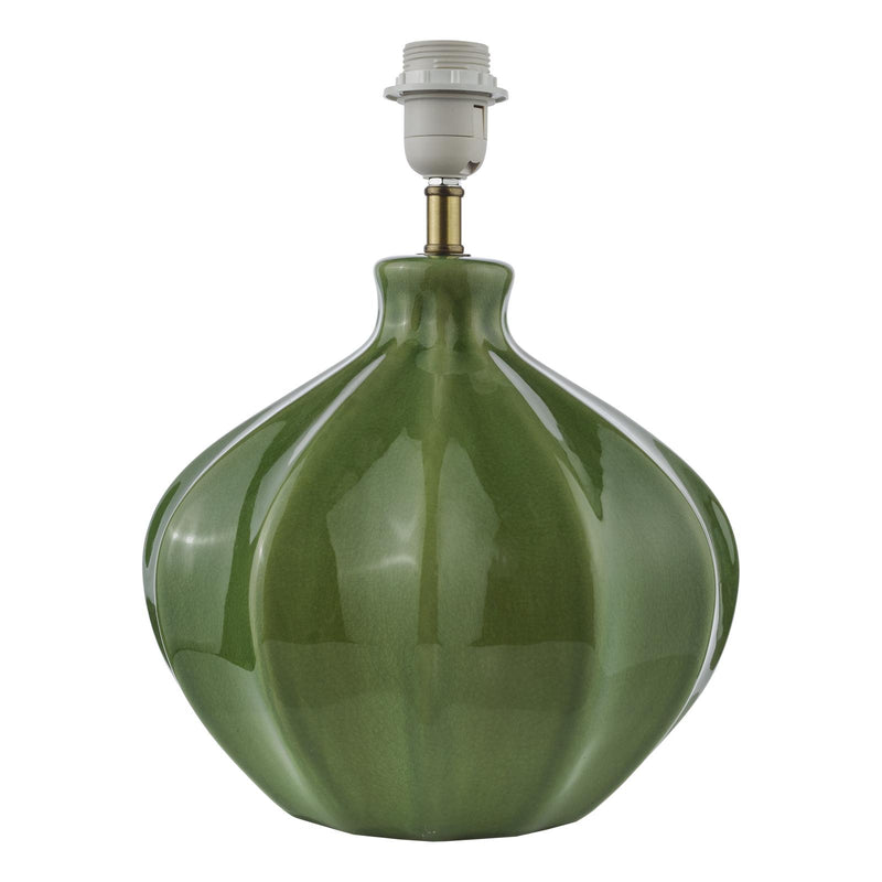 Dar Lighting Amrita Ceramic Table Lamp Green and Antique Brass Base Only • AMR4224