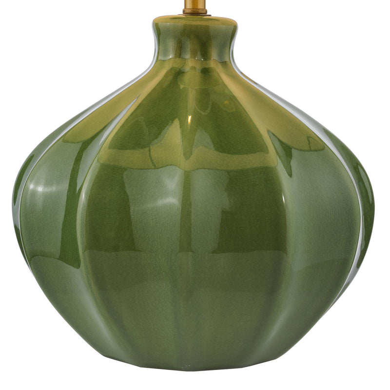 Dar Lighting Amrita Ceramic Table Lamp Green and Antique Brass Base Only • AMR4224