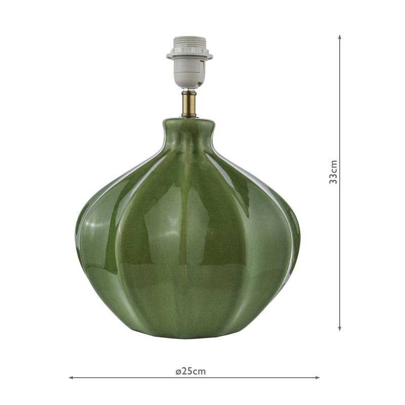Dar Lighting Amrita Ceramic Table Lamp Green and Antique Brass Base Only • AMR4224