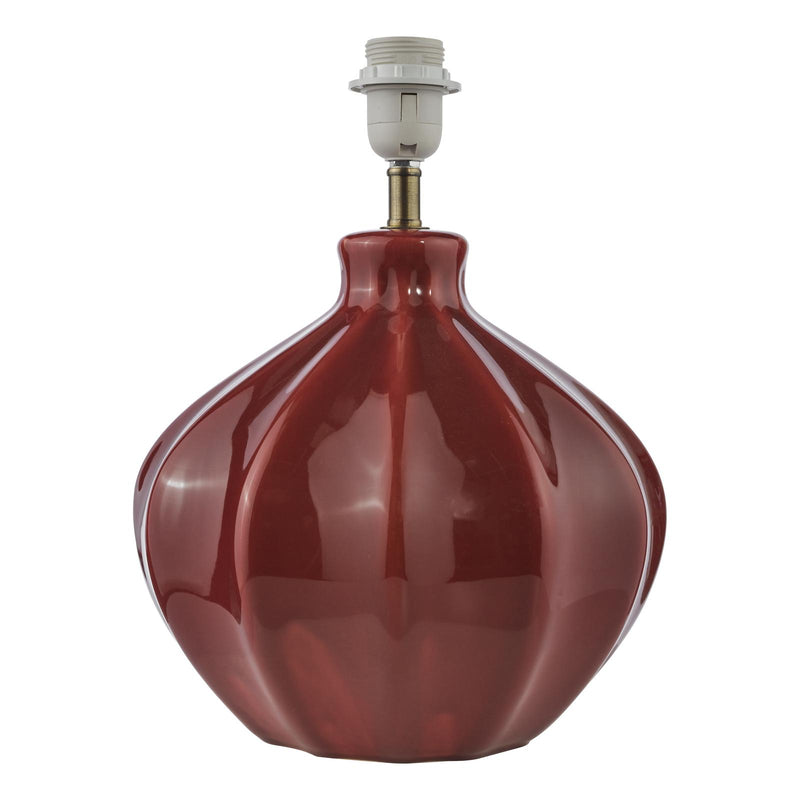 Dar Lighting Amrita Ceramic Table Lamp Red and Antique Brass Base Only • AMR4225