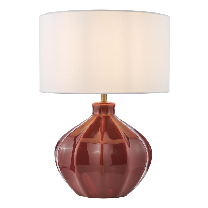 Dar Lighting Amrita Ceramic Table Lamp Red and Antique Brass Base Only • AMR4225