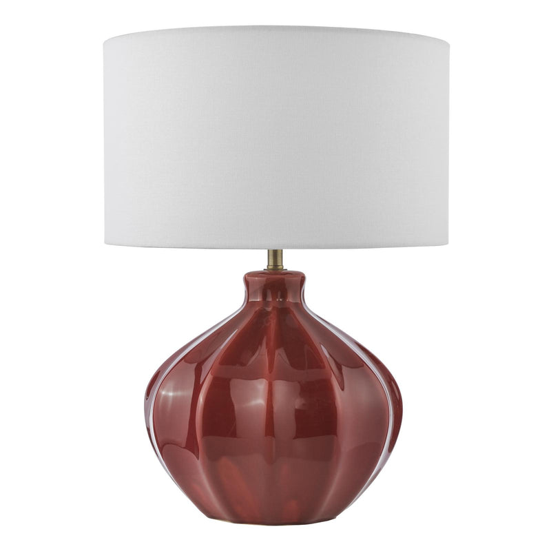Dar Lighting Amrita Ceramic Table Lamp Red and Antique Brass Base Only • AMR4225