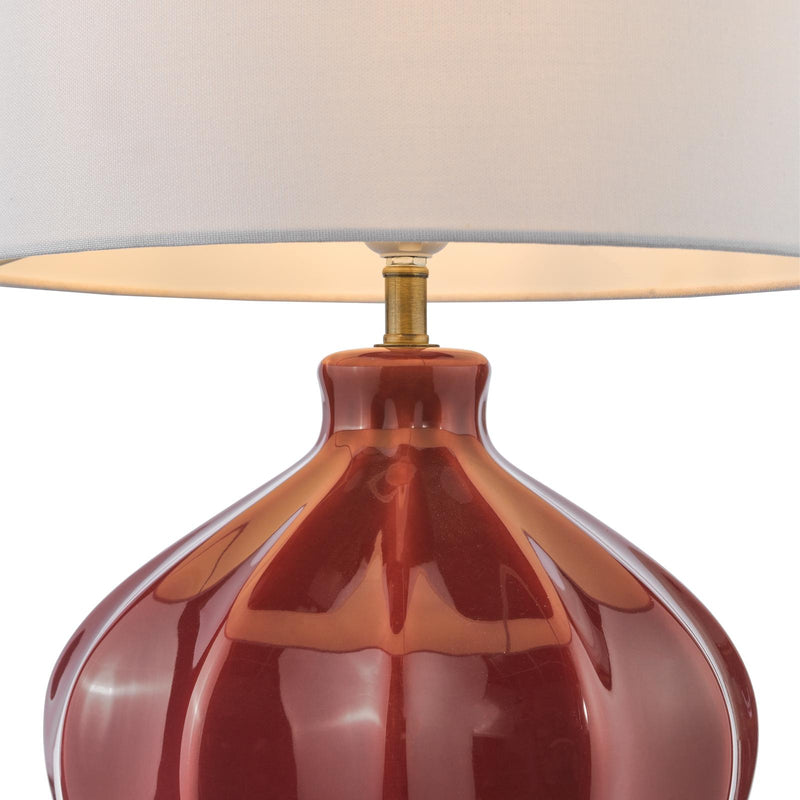 Dar Lighting Amrita Ceramic Table Lamp Red and Antique Brass Base Only • AMR4225