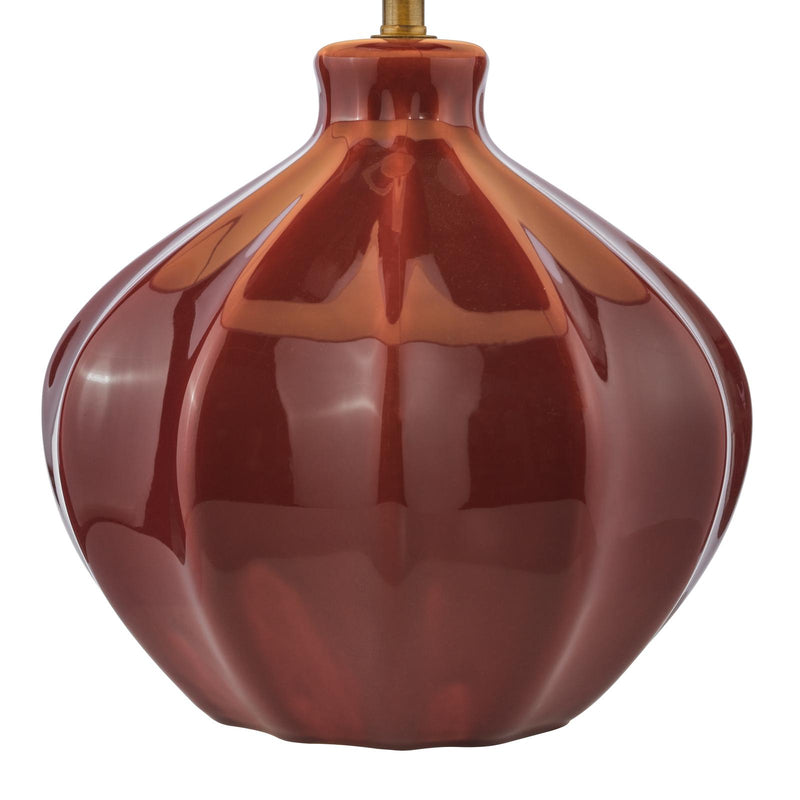 Dar Lighting Amrita Ceramic Table Lamp Red and Antique Brass Base Only • AMR4225