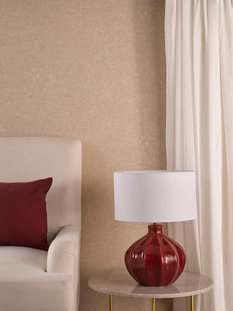 Dar Lighting Amrita Ceramic Table Lamp Red and Antique Brass Base Only • AMR4225