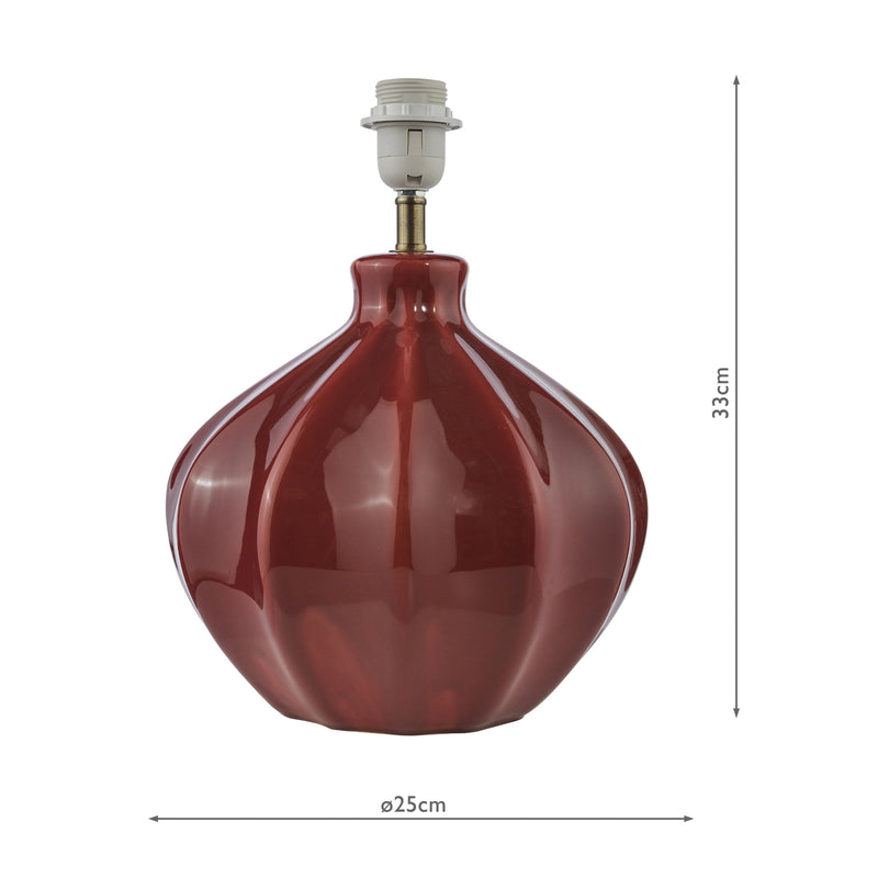 Dar Lighting Amrita Ceramic Table Lamp Red and Antique Brass Base Only • AMR4225