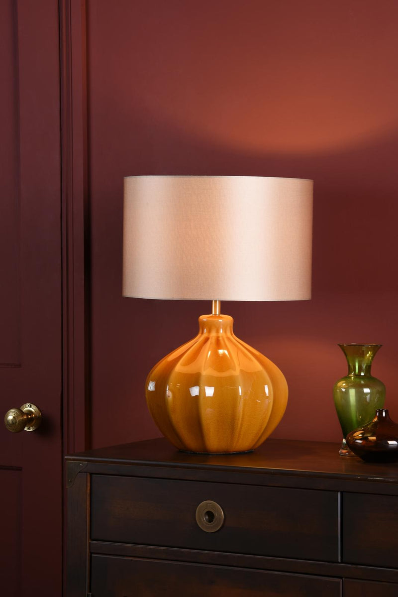 Dar Lighting Amrita Table Lamp Brown and Antique Brass Base Only • AMR4229