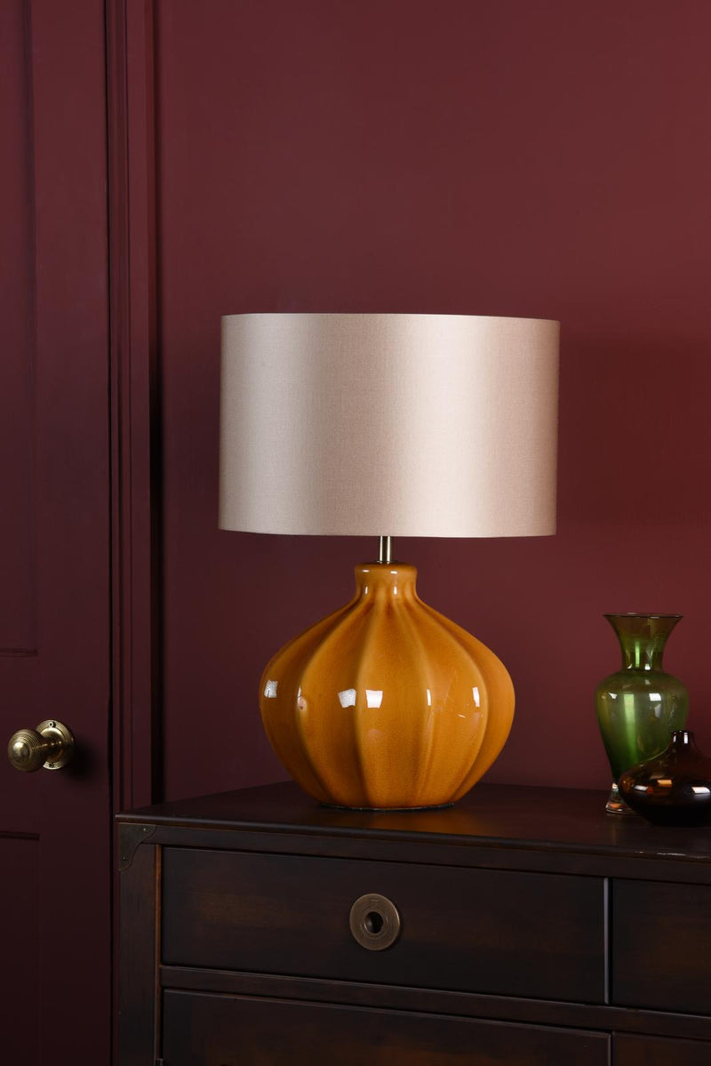 Dar Lighting Amrita Table Lamp Brown and Antique Brass Base Only • AMR4229