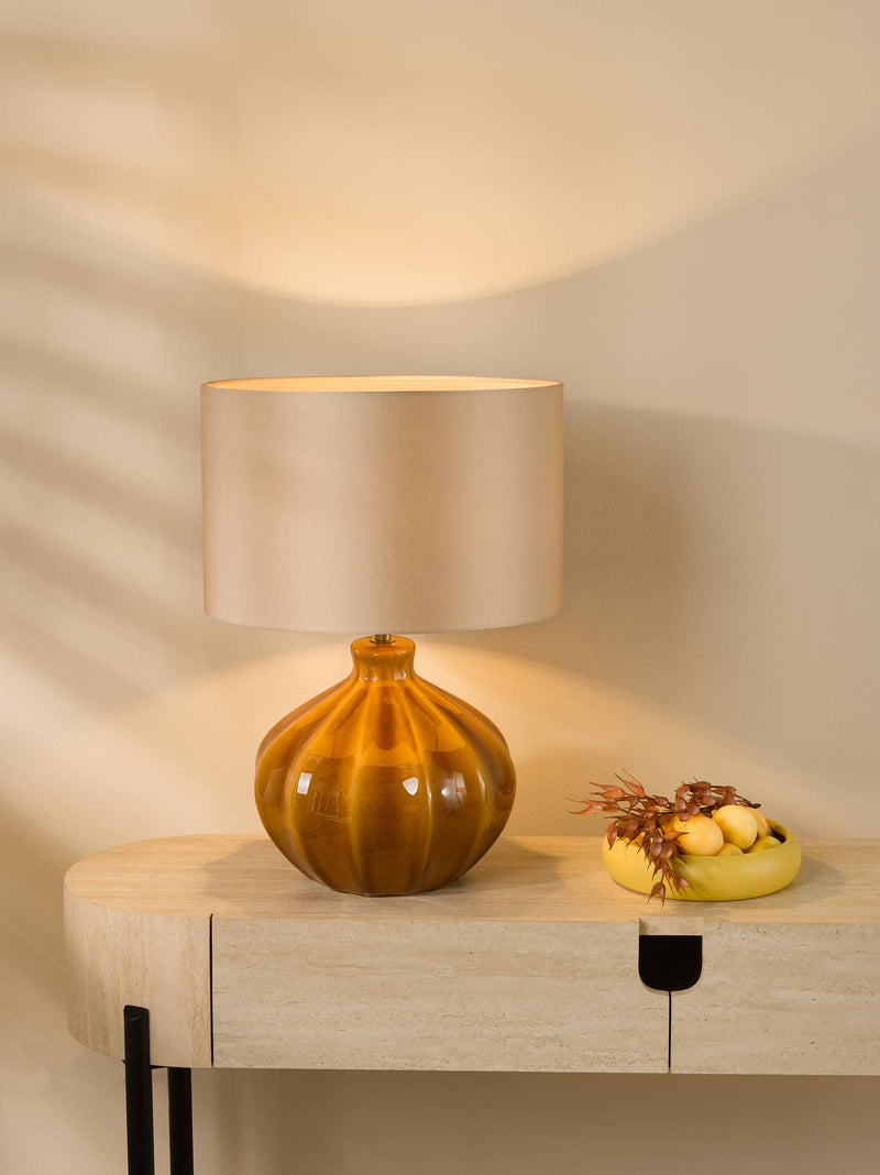 Dar Lighting Amrita Table Lamp Brown and Antique Brass Base Only • AMR4229