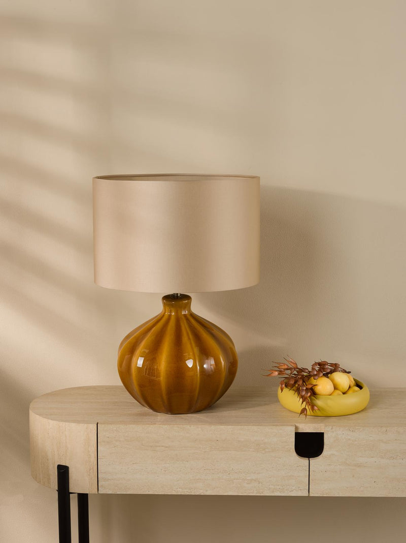Dar Lighting Amrita Table Lamp Brown and Antique Brass Base Only • AMR4229
