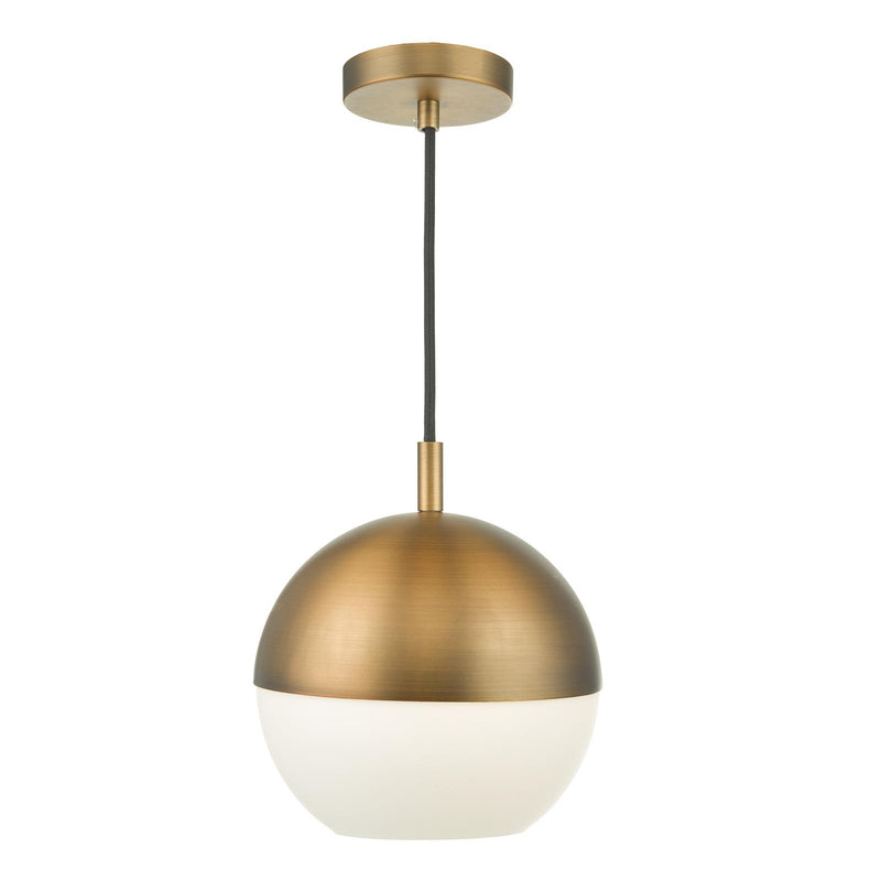 Dar Lighting Andre Pendant Aged Brass Opal Glass • AND0142
